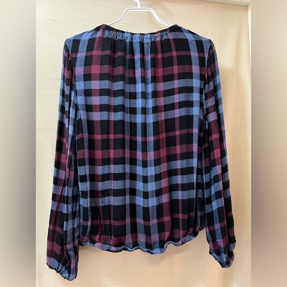 ⚫️ BOGO Anthropology Cloth and Stone size small plaid flowy off the shoulder - Picture 4 of 5